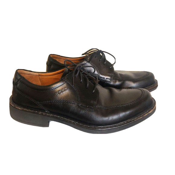 Ecco Men's Oxfords Dress Shoes Size 10 Extra Wide Black Leather Lace-up.